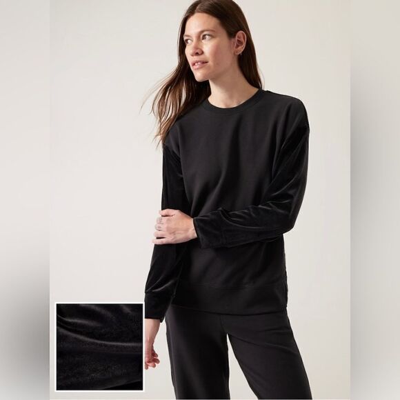 Athleta Retroplush Velvet Crewneck Sweatshirt - Picture 1 of 16